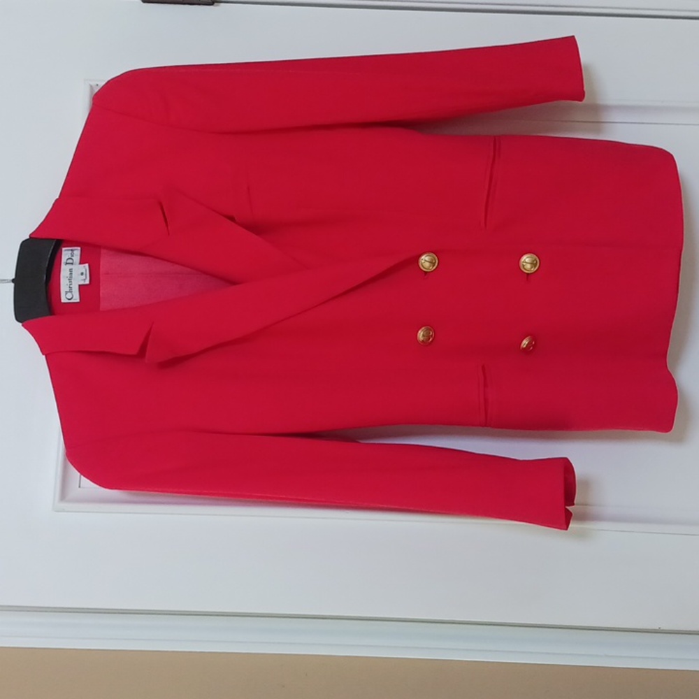 Dior Red Blazer with Gold Buttons